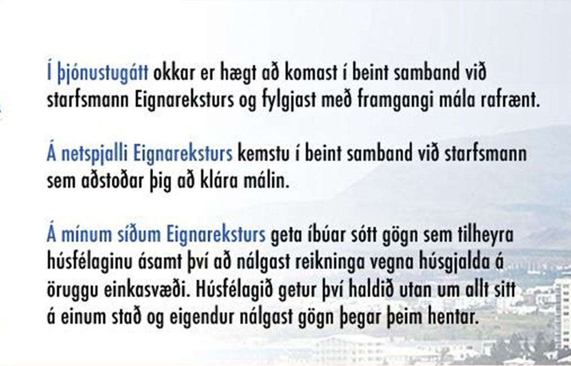 Mínar síður - Netspjall & Þjónustugátt á Eignarekstur.is